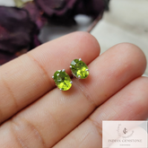 Dainty Oval Green Peridot Stud Earring, Handmade Earring, 925Sterling Silver Jewelry, Natural Gemstone Bridal Earring, Wedding Jewelry, Gift